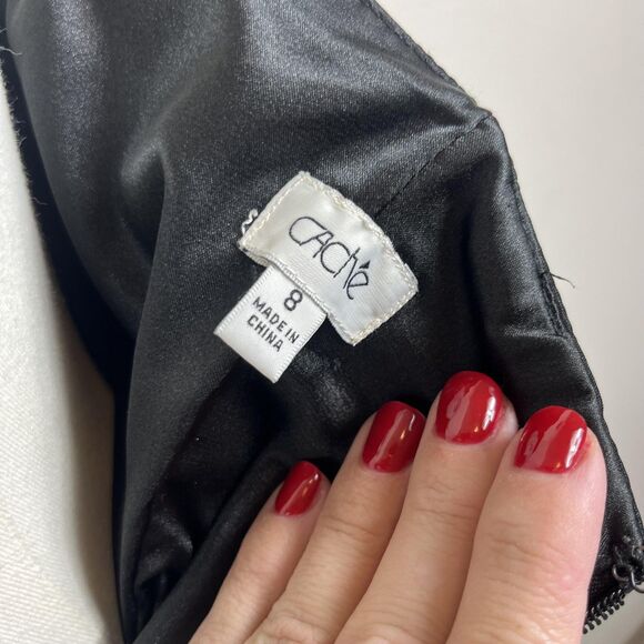 Vintage Cache Dress Womens 8 Black Cocktail Party Ruffle Mini 90s Y2K Whimsigoth - Picture 5 of 8